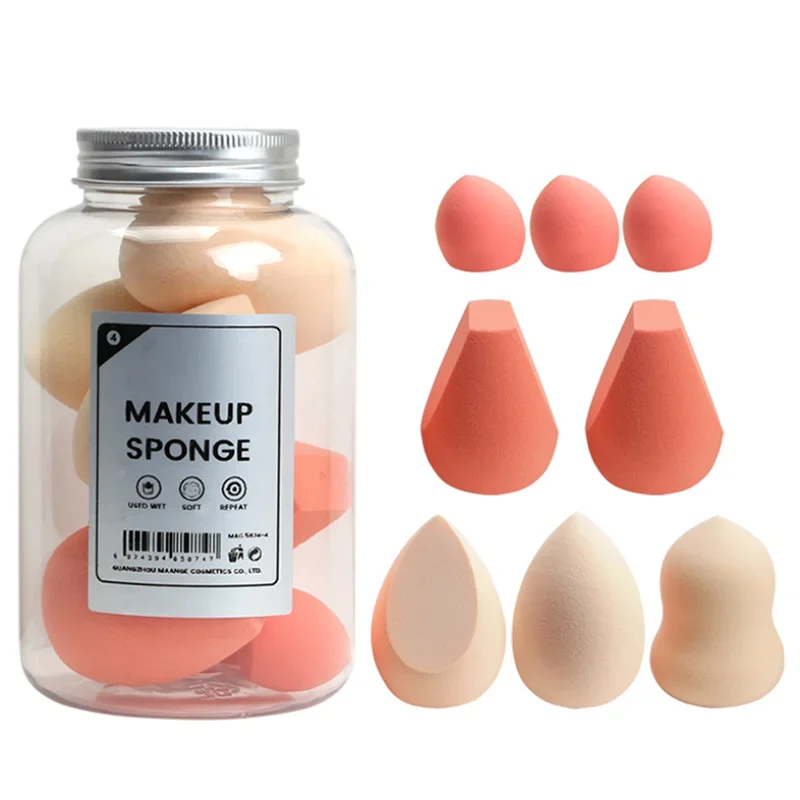 Esponja de maquillaje de doble uso, huevo de belleza seco y húmedo para base, resaltador líquido, colorete, corrector, esponjas en forma de gota de agua, herramienta de maquillaje, 8 Uds.