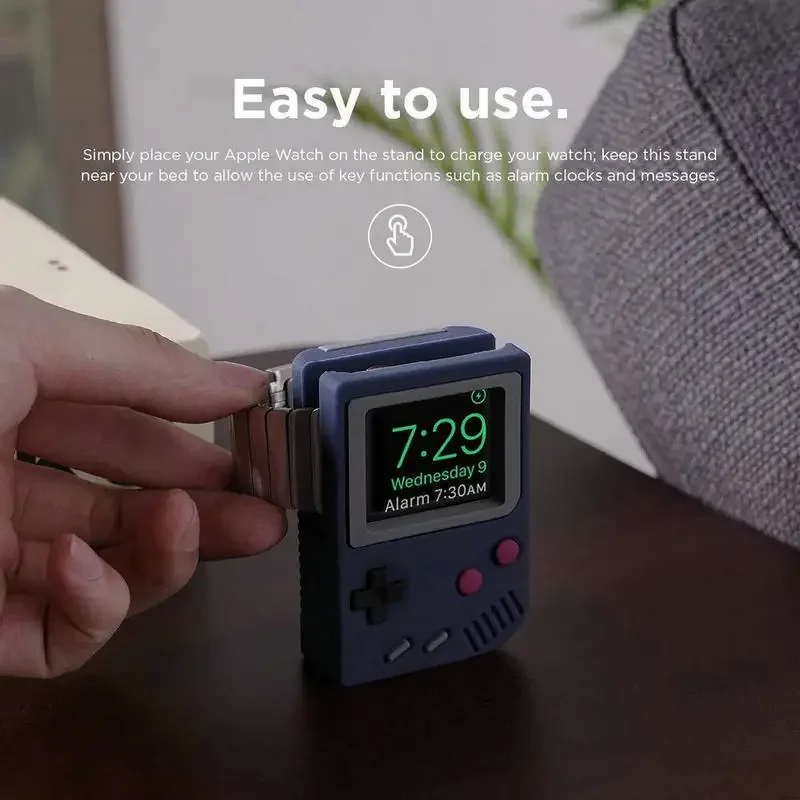 ريترو لعبة لاعب سيليكون المطاط شاحن حامل حامل قوس ل أبل ساعة 7 6 5 4 مكتب شحن قاعدة ل iWatch 3 2 1