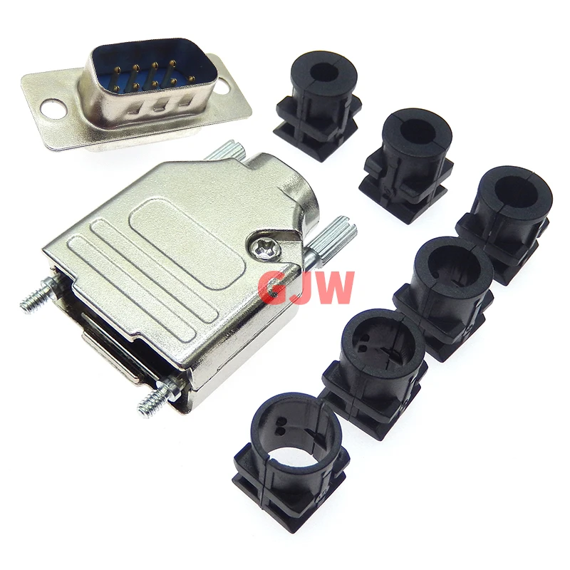 1set DB9 female MALE serial port CONNECTOR + metal shell Solder Type D-Sub RS232 COM CONNECTORS 9pin plug socket Adapter