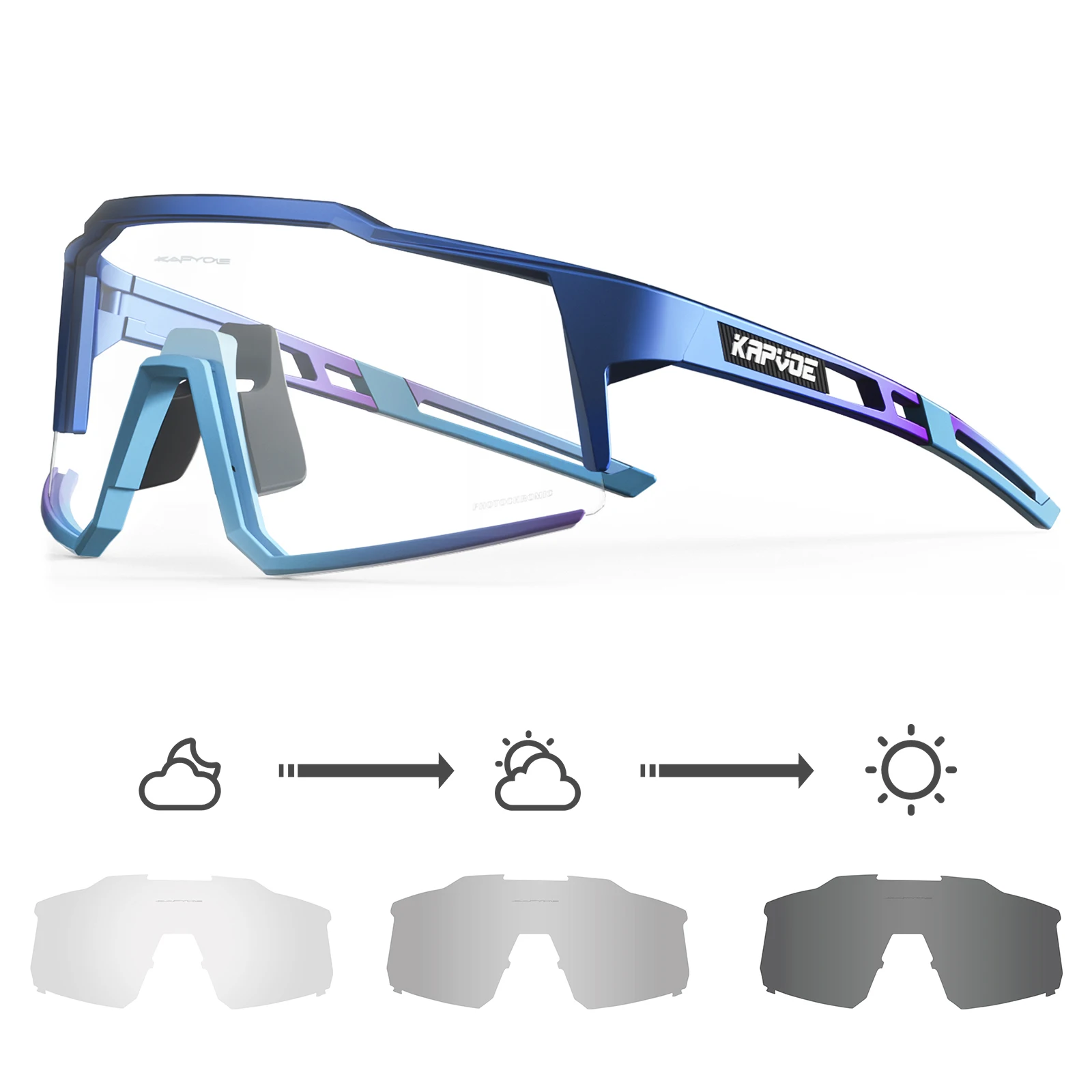 Kapvoe Outdoor Photochrome Sonnenbrille Radfahren Sport Fahrrad Brille Mann Frauen Straße Fahrrad Radfahren Brille UV400 Laufbrille