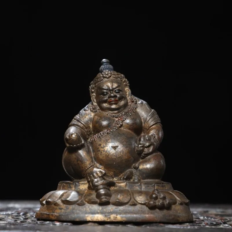 Hand-Cast Premium Brass Yellow Jambhala Statue - 4.3