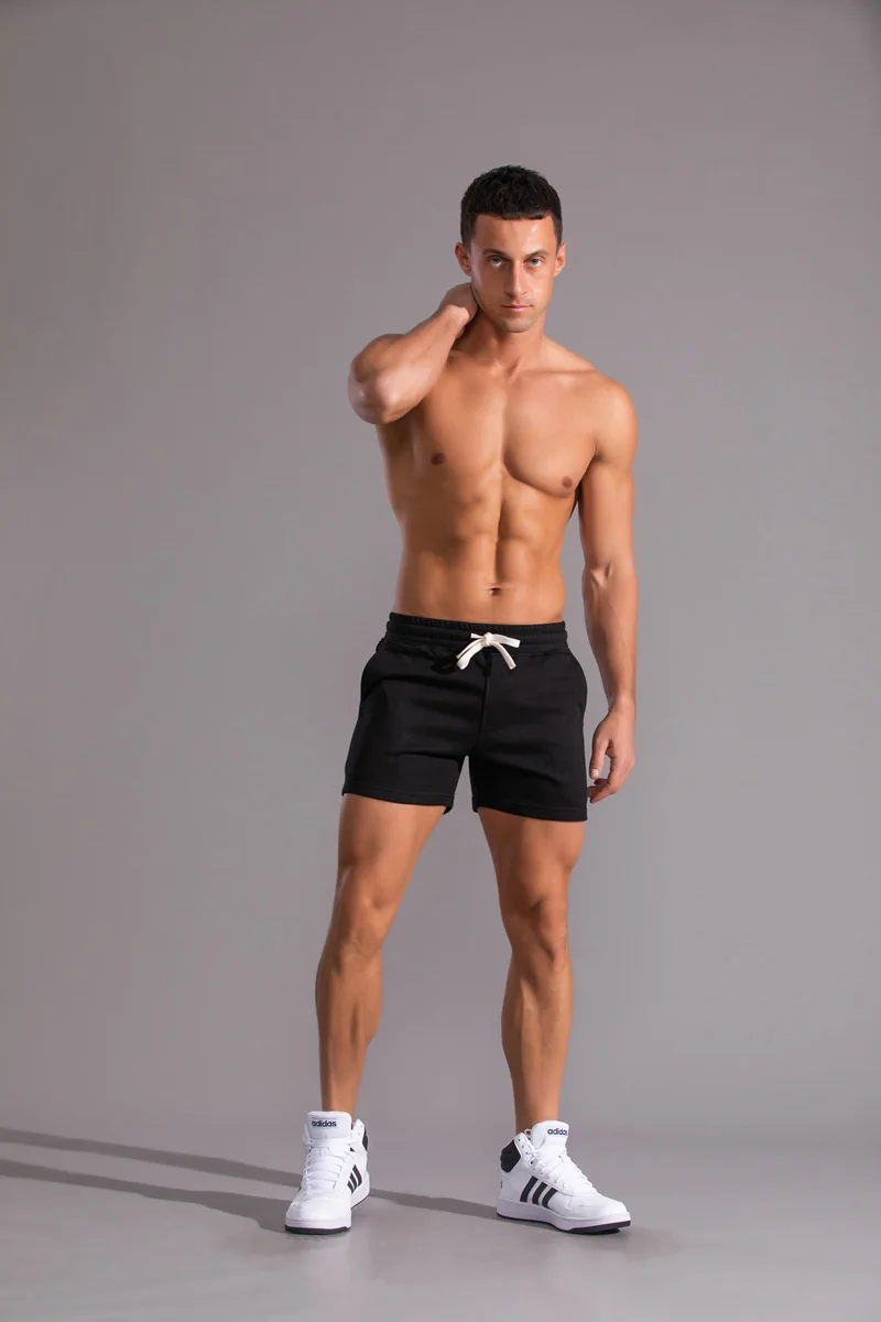 Pantalones cortos deportivos de algodón para hombre, pantalón de tres puntos para entrenamiento de baloncesto, gimnasio, trotar, Fitness,