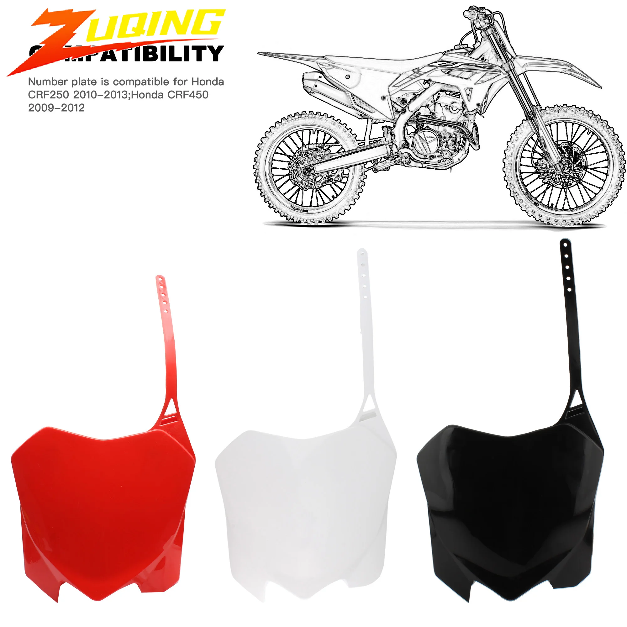 

Motocross Number Plate Front Plastic For Honda CRF250R 2010-2013 CRF450R 2009-2012 Off Road Racing Enduro Dirt Bike Accessories