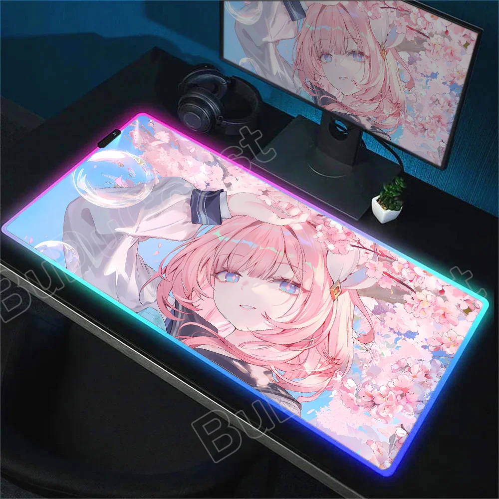ستار السكك الحديدية سيرين ماوس الوسادة أنيمي الألعاب مكتب ماوس الوسادة LED الجدول الوسادة الخلفية المطاط سطح المكتب XXL RGB مكتب الحصير لعبة الملحقات #3