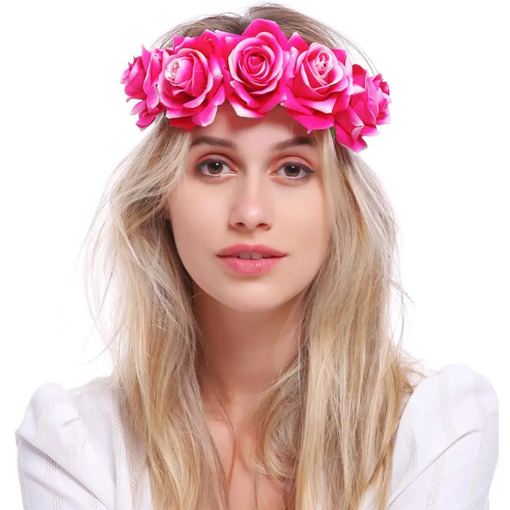 1 pz Halloween Red Rose Hair Band Hairhoop Cosplay Costume Party Crown fascia Festival Hair Garland Bridal Wedding Headpiece