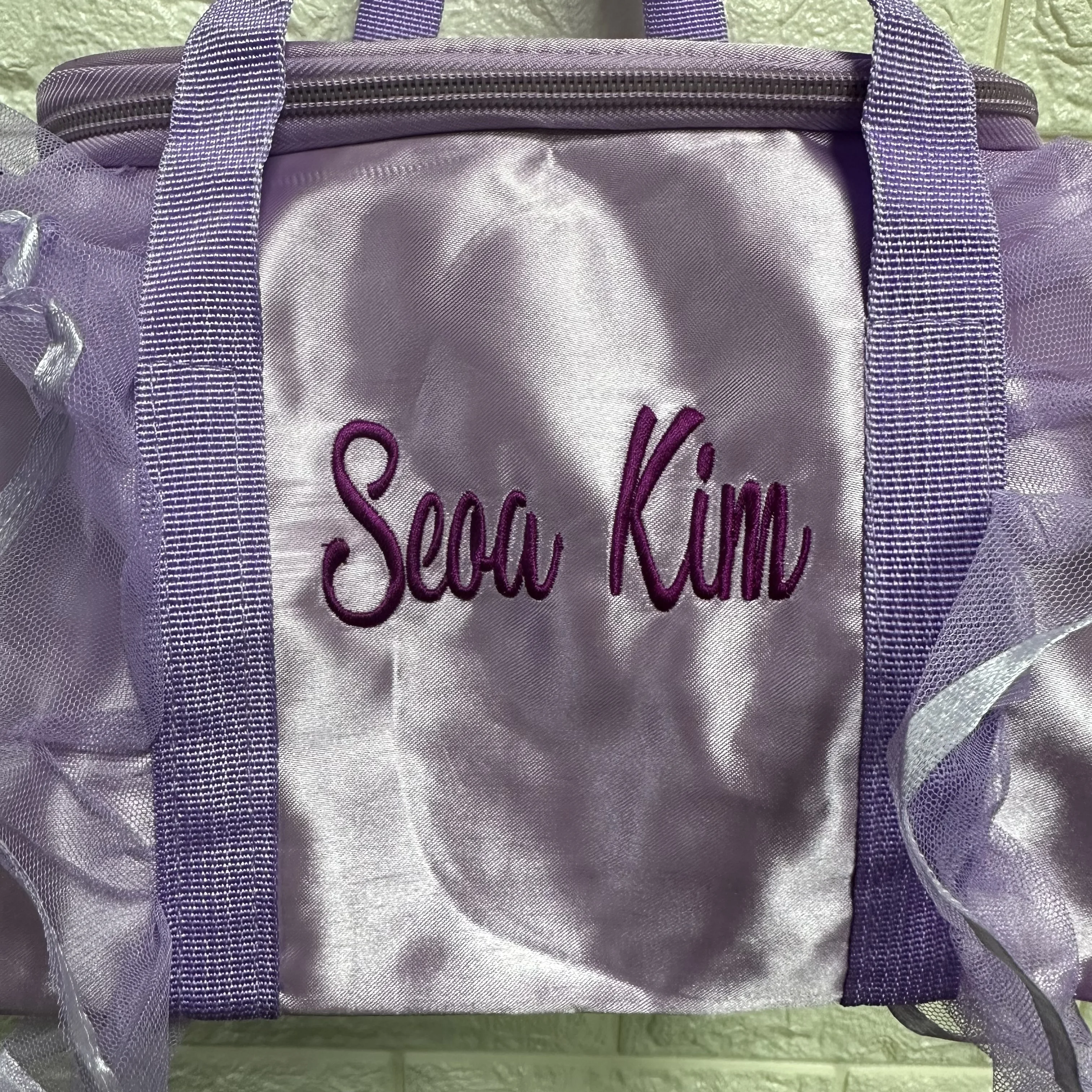 Borsa da ballo personalizzata per bambini per ragazze borsa da Ballerina borsone in pizzo rosa per borsa da balletto con ricamo personalizzato a