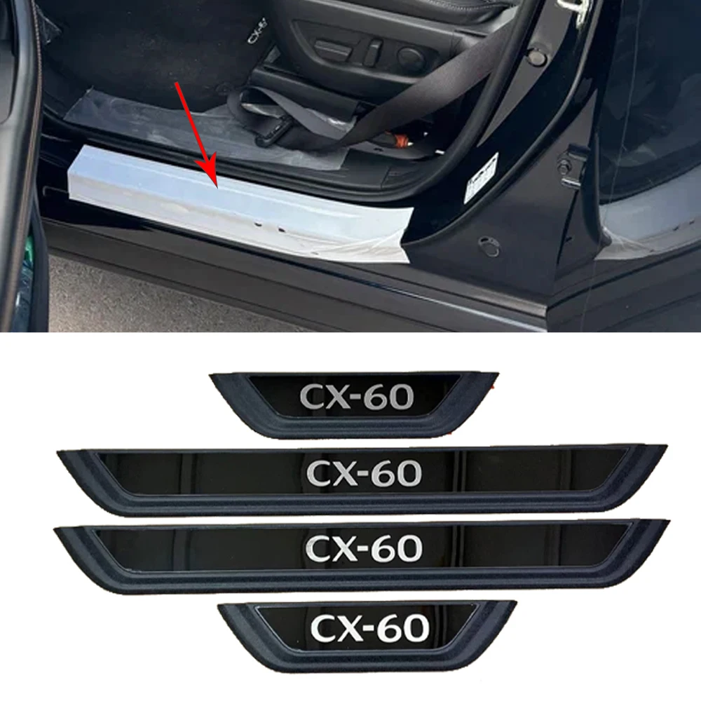 For Mazda CX-60 CX60 2026 Car Door Sill Cover Trim Strip Auto Interior Protection Threshold Pedal Styling Stickers Accessories