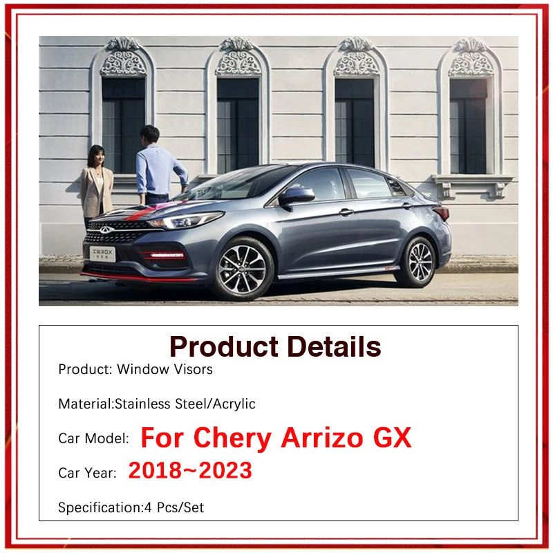 Car Rain Deflector For Chery Arrizo GX 5 6 Plus Pro 2018 2019 2020~2023 Car Window Wind Sun Rain Visor Deflector Car Accessories