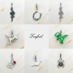 Charms Pendant Dinosaur Horseshoe Snake Spider 925 Sterling Silver Fine Women Jewelry Fit Bracelet Necklace Cute Bijoux Gift