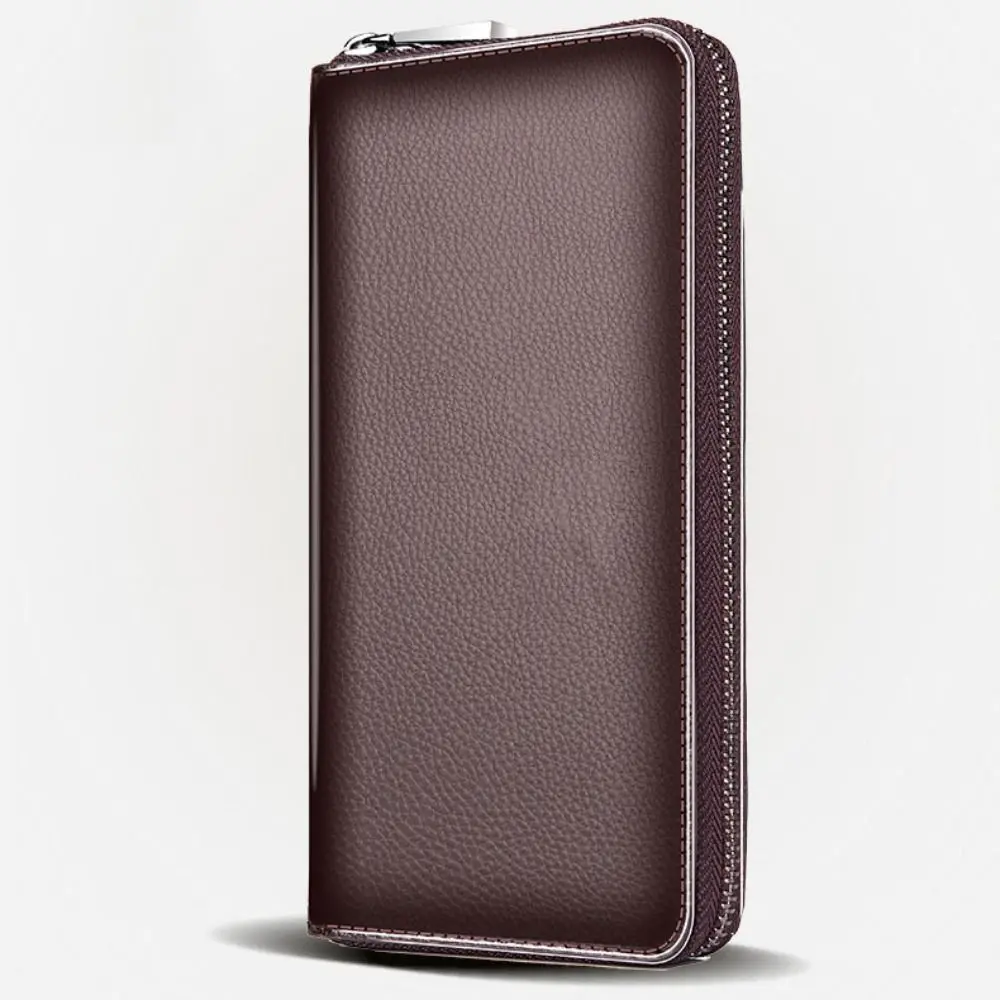 New PU Leather Long Wallet Zipper Large Capacity Coin Purse Card Holder Men