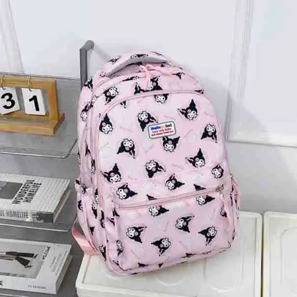 Kawaii Sanrio new double-pocket cartoon anime Kuromi backpack simple and cute large-capacity decompression student backpack