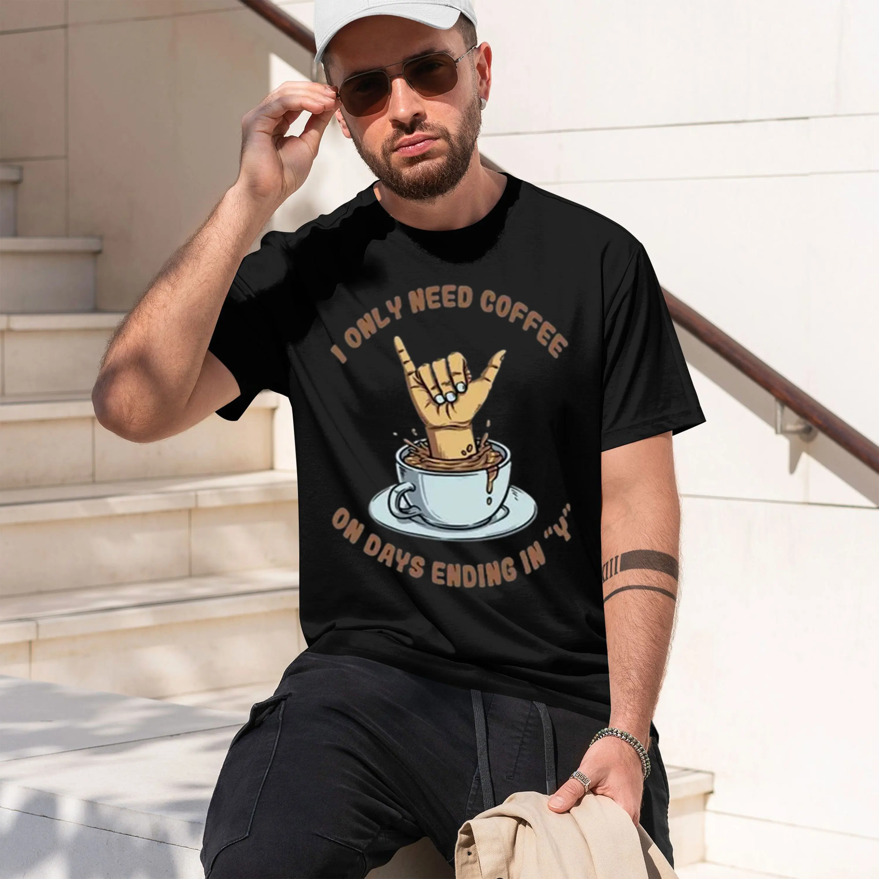 Coffee Tea Joke - T-shirt à manches courtes et col