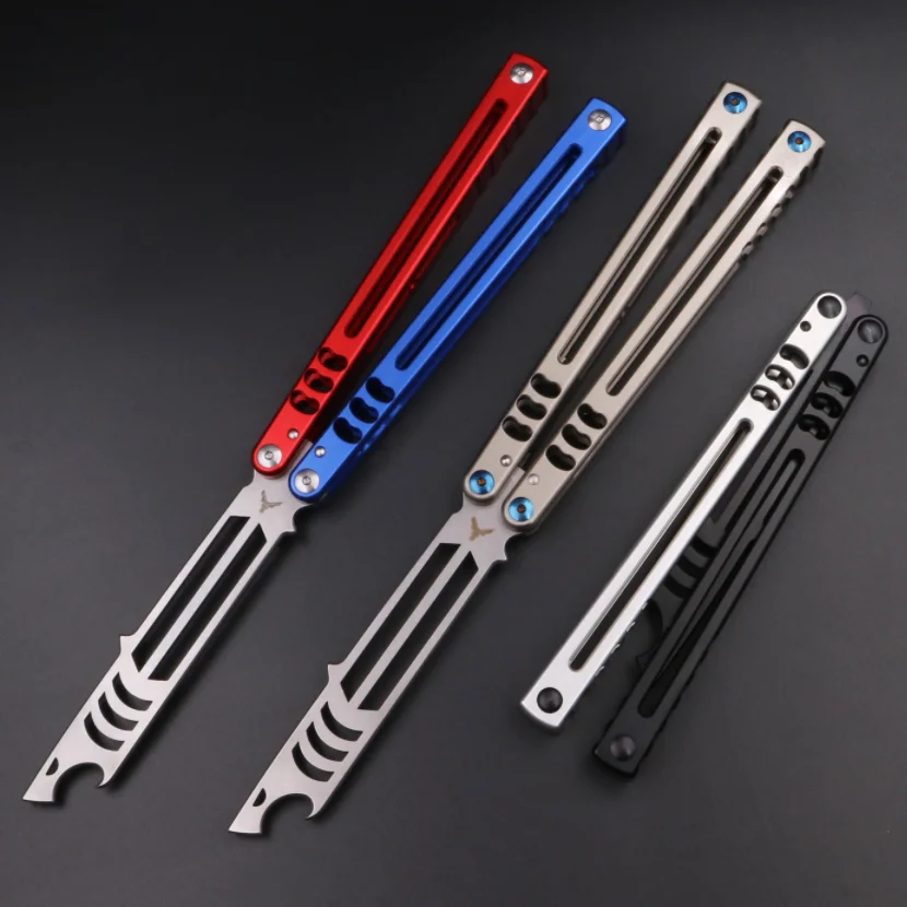 مدرب Balisong للزجاجة ، ، مقبض ألوميموم مع هيكل جلبة ، سكين فراشة ، تدريب للدفاع عن النفس