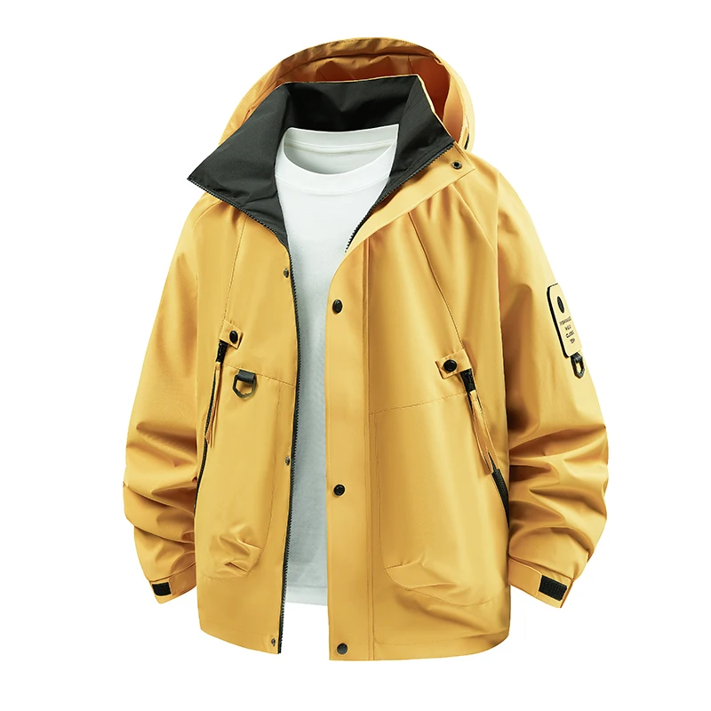 Waterproof Trekking Jacket Men Outdoor Softshell Zip Up Hooded Jacket Spring Autumn Lightweight Windbreaker Hiking Camping Coats