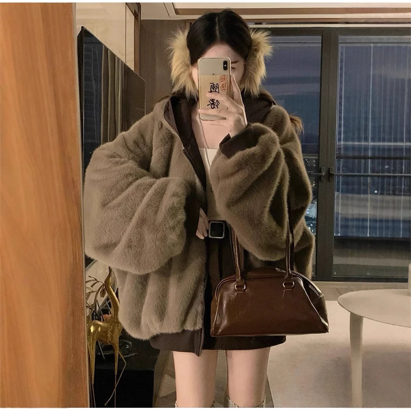 Plus Velvet Thick Warm Winter Double Sided Wearable Parka Coats Fleece Hooded Casual All-match Loose Women Cotton Padded Jackets