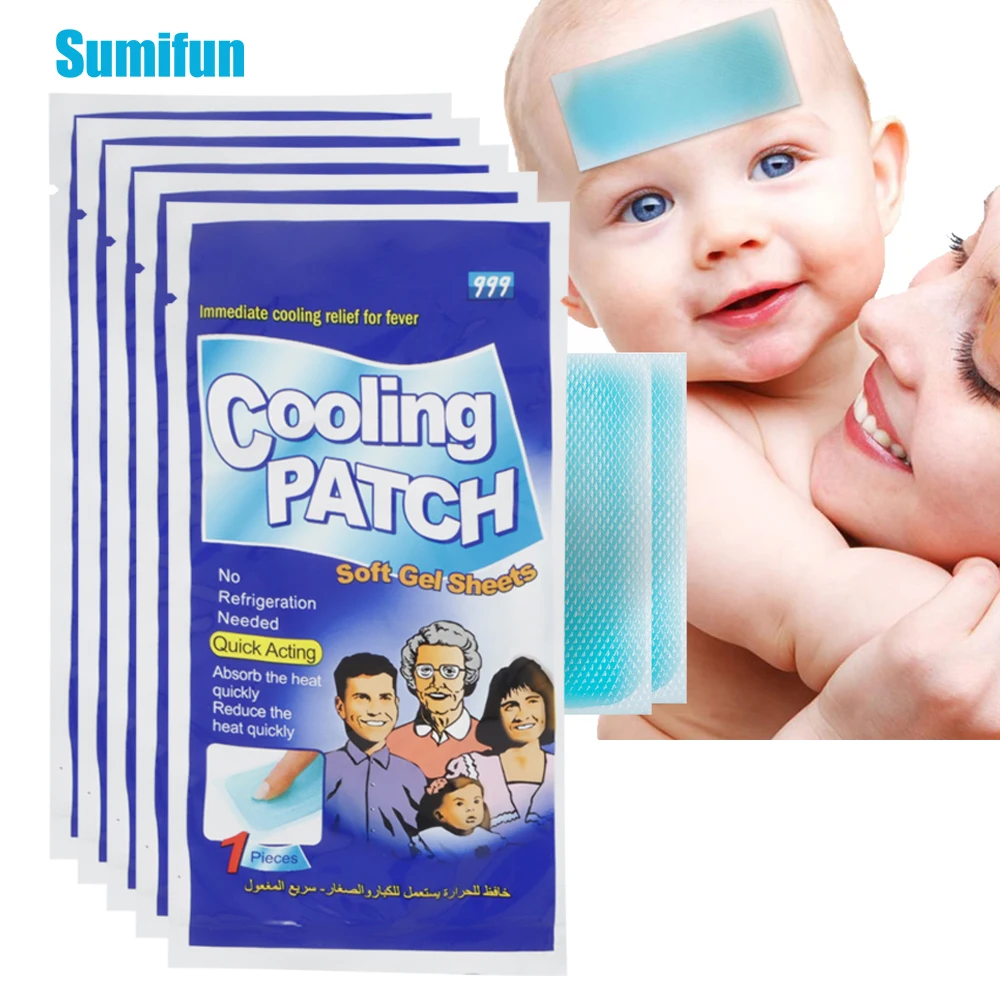 

5/10/20Pcs Ice Gel Cooling Patch Discomfort Headache Pain Relief Lower Temperature Fever Down Kids Adults Refresh Health Care