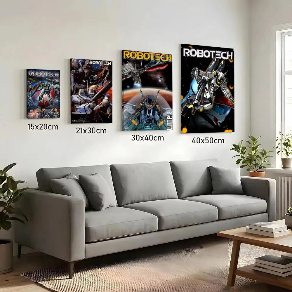 R-Robotech Anime Painting Calligraphy HD Canvas Print Poster Wall Art | Optional Frame | Modern Hallway Decor