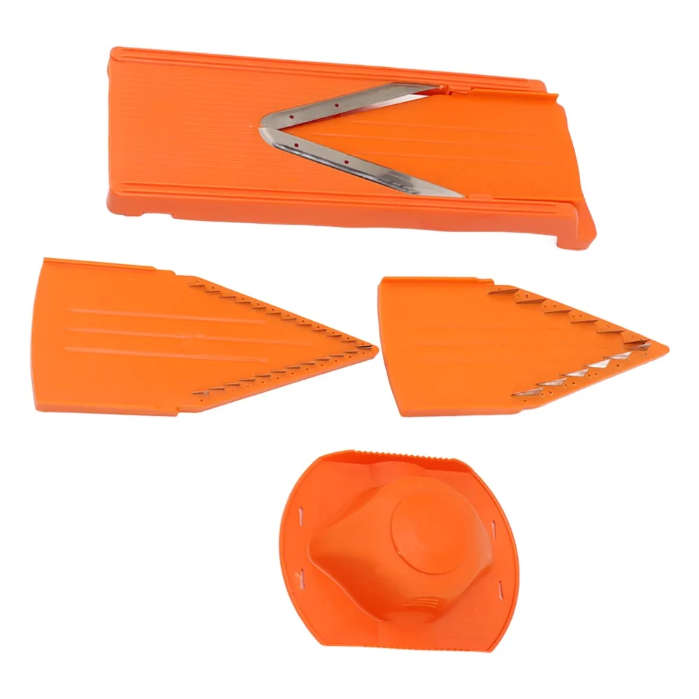 ABS Mandoline Cutter Orange Stainless Steel Blade Vegetable Slicer with Hand Guard V Blade Design Manual Vegetable Cutter