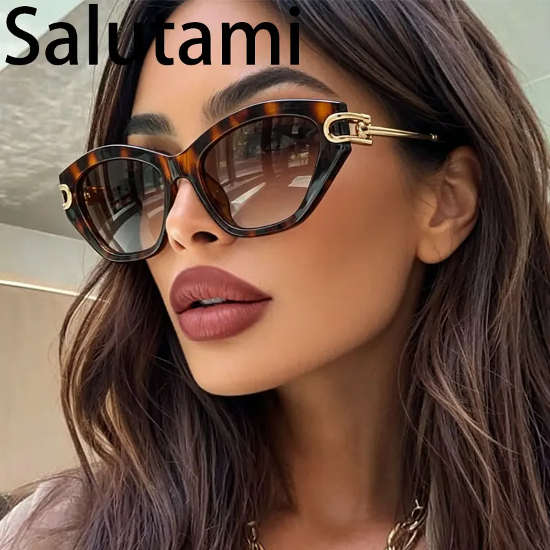 Vintage Elegant Patchwork Cat Eye Knot Sunglasses for Women New Fashion Alloy Square Gradient Sun Glasses Ladies Driving Shades