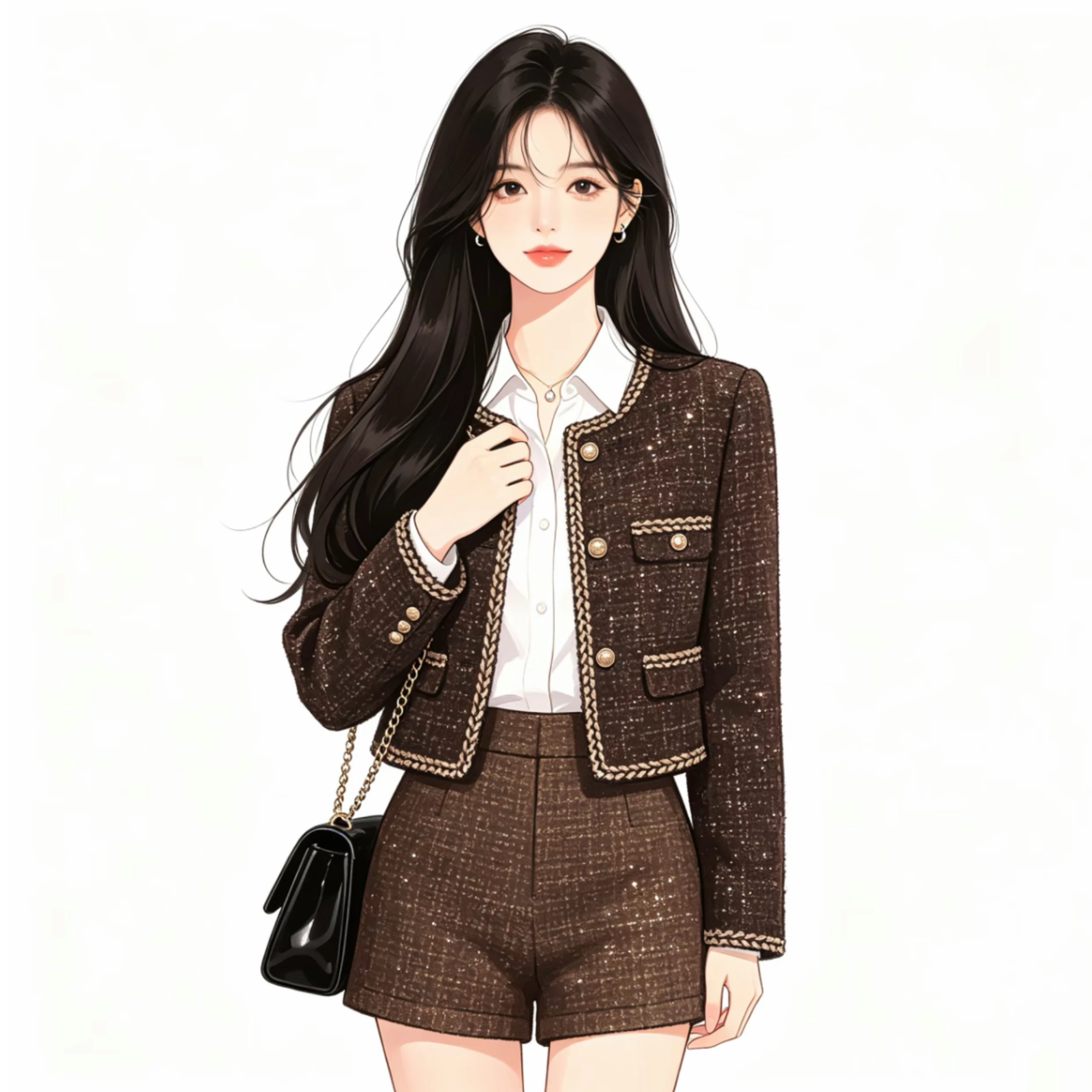 Elegant round Neck Thick Tweed Outerwear Lemon Cheese High Quality Autumn Fashion Classy Versatile Slimming Fragrant Style Coat