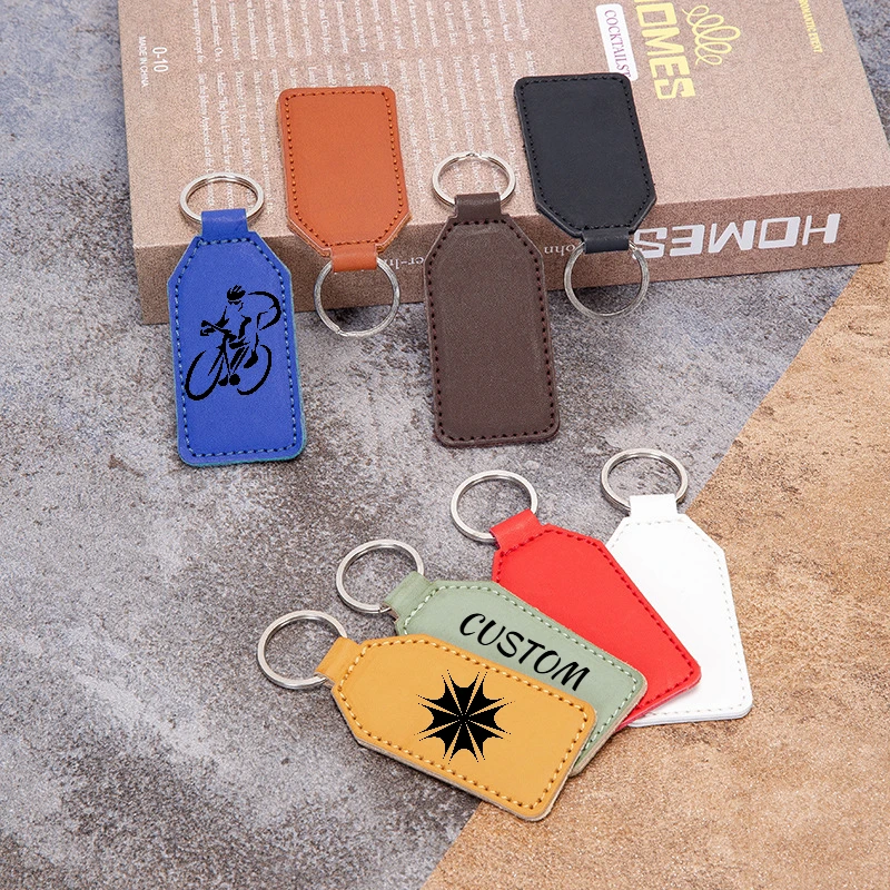 

Custom LOGO Keychain Blank Retro Leather for Men and Women Company Activity Personalize Key Chains Laser Engrave Car Keyring