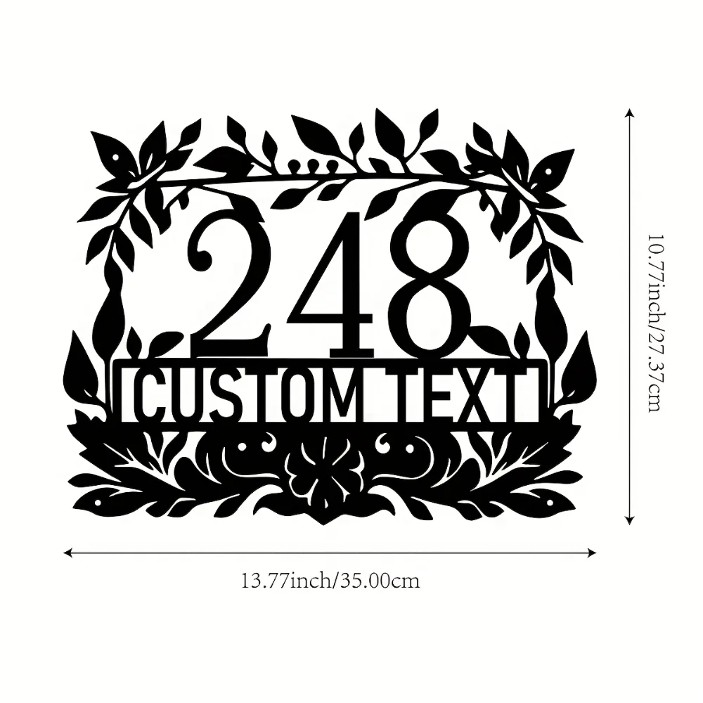 Customizable Metal Address Plaque with Elegant Leaf Floral Design Personalized for Rustic Modern Homes Ideal Housewarming Gift