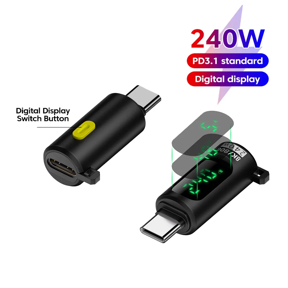 

240 Вт Адаптер цифрового дисплея типа C к OTG 8K при 60 Гц 80 Гбит/с USBC-адаптер Преобразователь быстрой зарядки для Iphone 15 16 Samsung