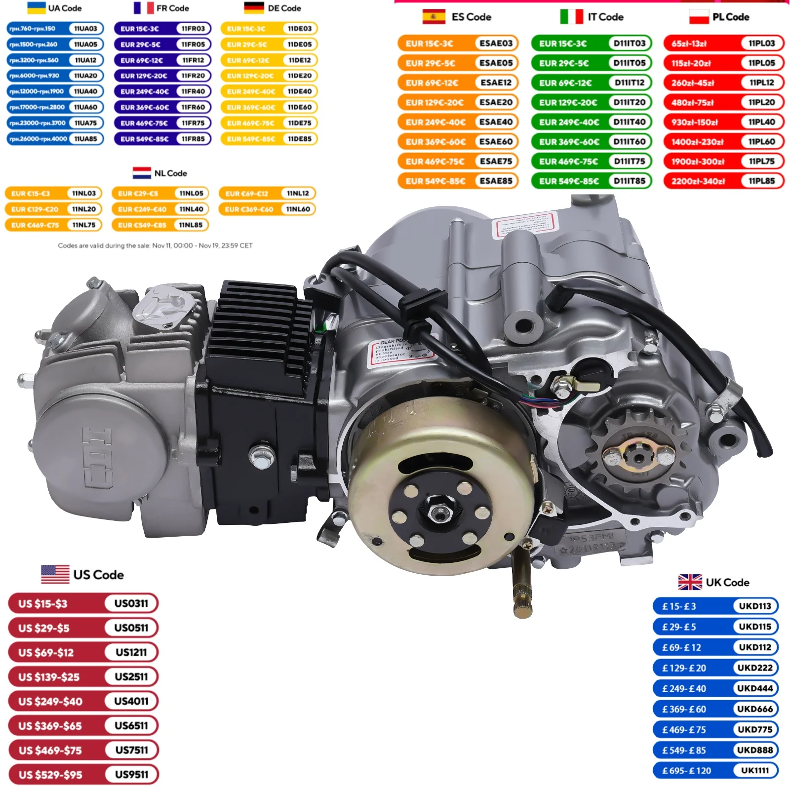 طقم محرك رباعي الأشواط 125CC محرك نقل القابض اليدوي 4 سرعات لـ CRF50/CRF70/XR50/XR70/Z50/Z50R/CT70