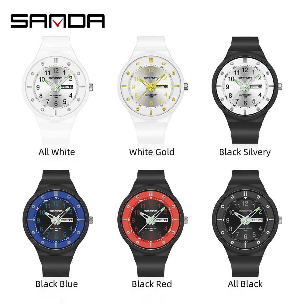 SANDA-Relojes de pulsera fluorescentes digitales para niños y niñas, relojes de pulsera para estudiantes, reloj de tendencia Simple para exteriores, resistente al agua, calendario, 9012