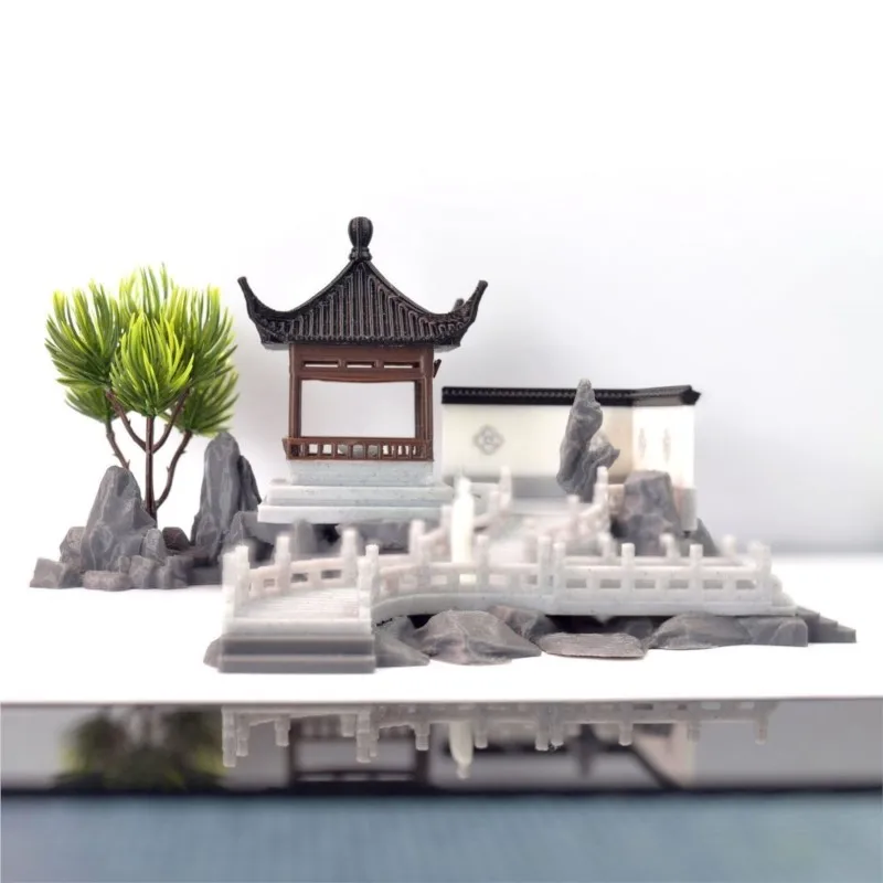 Pavilion Rockery Ancient Architecture Micro Landscape Decoration Ornament Bonsai Chinese Style Retro Architectural Model ZI423
