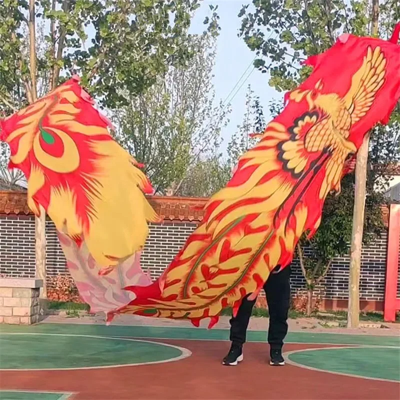 

8 Meters Phoenix Pattern Chinese Dragon Dance Ribbon With Head New Year Christmas Celebration In School Company Festival Props