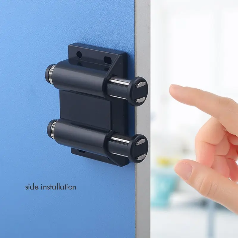 Double Magnetic Door Touch Catch Kitchen Cupboard Damper Buffers Cabinet Door Drawer Magnetic Push Open Catch Latch Black