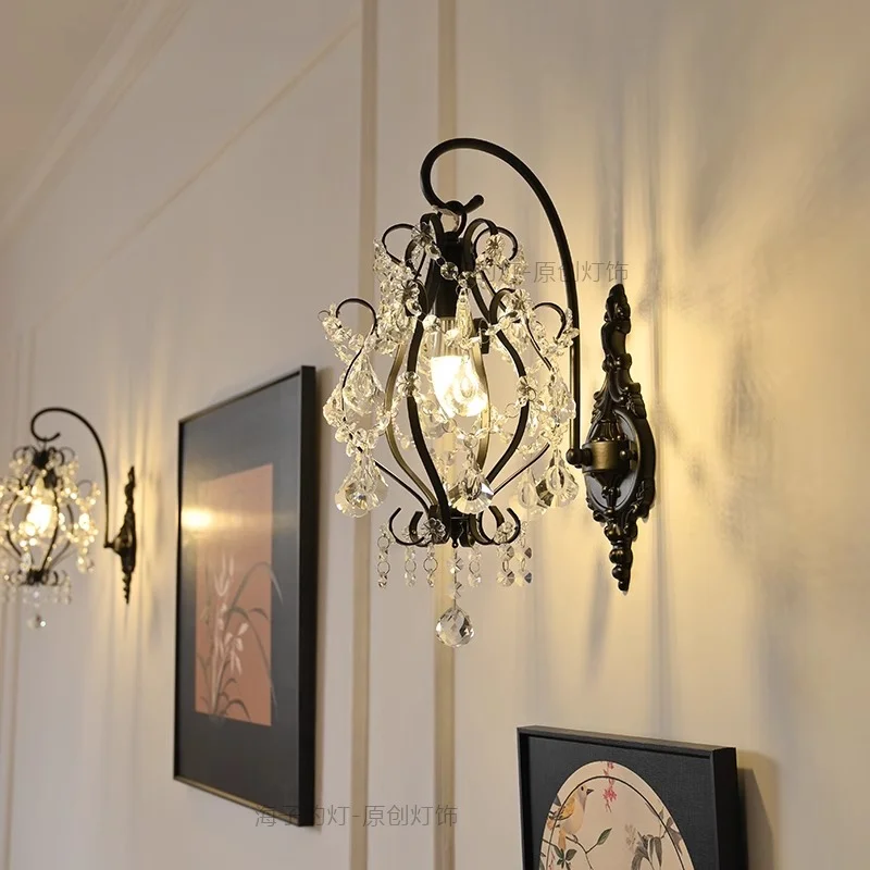 

Vintage crystal wall aisle hallway living room background wall decorative lamp