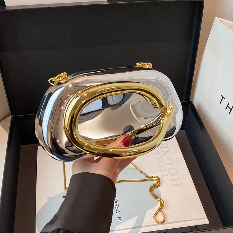 Gold Closure Box Clutch Bag women evening wedding party cute purse bag handbag 2025 new