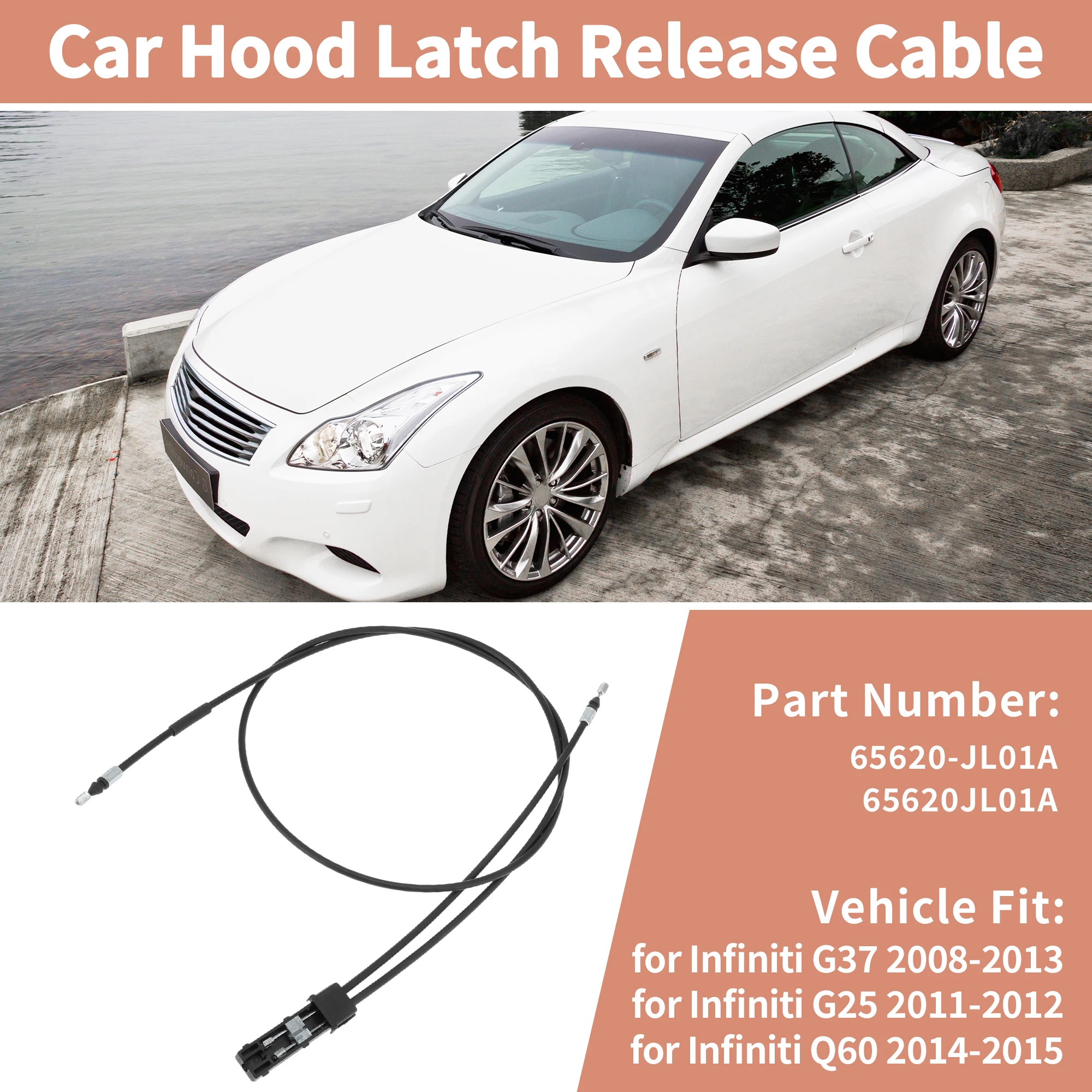 

UXCELL For Infiniti G37 G25 G60 2008-2015 Front Hood Release Cable No.65620-JL01A