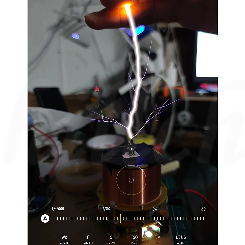 Сенсорная искусственная молния мини-музыка двойной E класс твердый Tesla катушка учебный инструмент беспроводное Bluetooth освещение