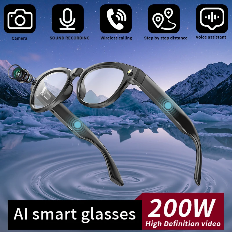 

LIGE AI Glasses with Camera Smart Bluetooth Glasses Take Photo Video Record Waterproof Music Play Smart Sunglasses for Man Women