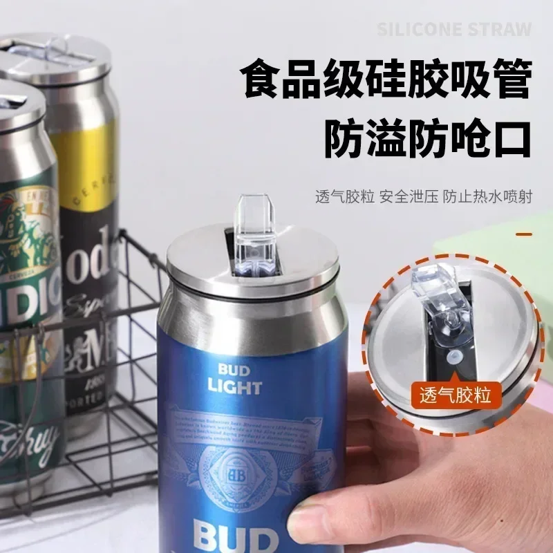 500ML Termos Beer Cup 304 Stainless Steel Car Thermos Cola Can Laser Printing Botella De Acero Inoxidable Ninos Garrafa Termica