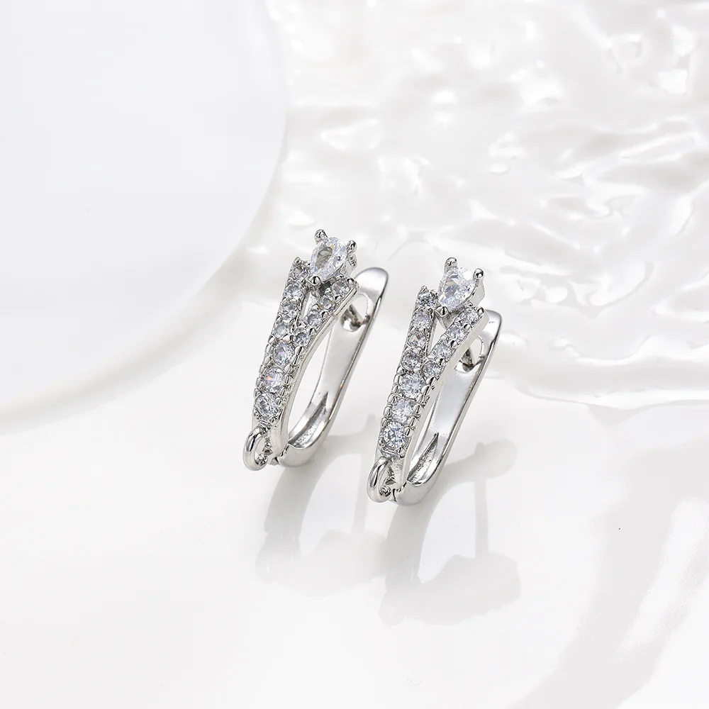 Versatile Y-shaped U-shaped earrings, ear buckle copper accessories, simple love pearl earrings DIY jewelry accessories