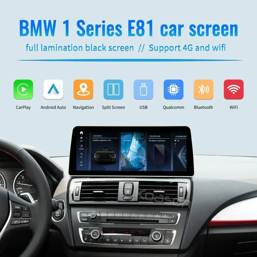 

Koason Android Wireless Carplay for BMW 1 Series E81 E82 E87 E88 CIC CCC Car Media Player GPS Navigation Radio DSP Touch Screen