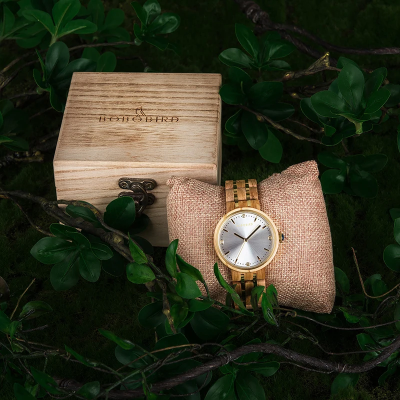 BOBO BIRD Wooden Ladies Quartz Watch for Women Fashion Casual relogio feminino Clock Gift Birthday Montre Femme Olive Wood