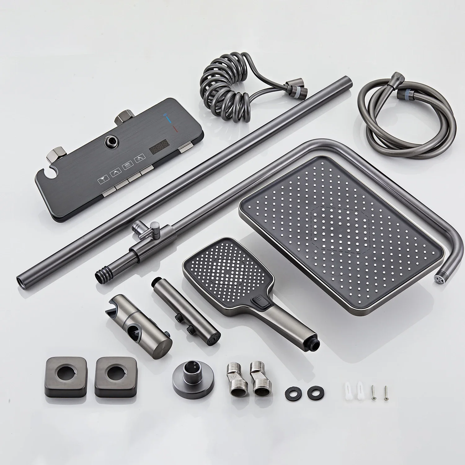 Display Shower Faucet Set Rainfall LED 4 Ways Water Outlet Bathtub Tap Cold and Hot Water Flow Produces Electricity