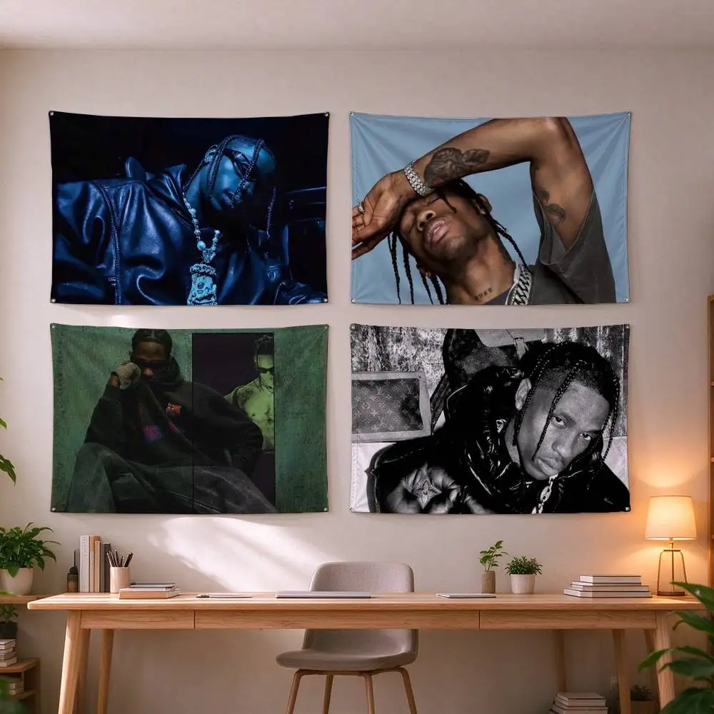 Pop Rap Singer Travis Scott  Flags Wall Hanging Tapestry Outdoor Garage Room Decorative flag Background Blanket