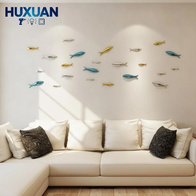 Wall Decoration Electroplating Simulation Fish Stone Pendant Stereo Wall Hanging Living Room Wall Pendant Background Decor