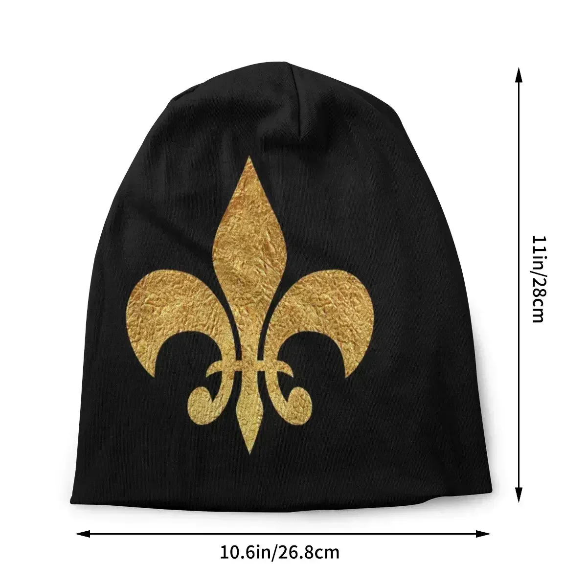 Unisex Bonnet Winter Knitting Hat Gold Foil Fleur De Lis Skullies Beanies Caps Fleur-De-Lys Lily Flower Beanie Hats Ski Cap