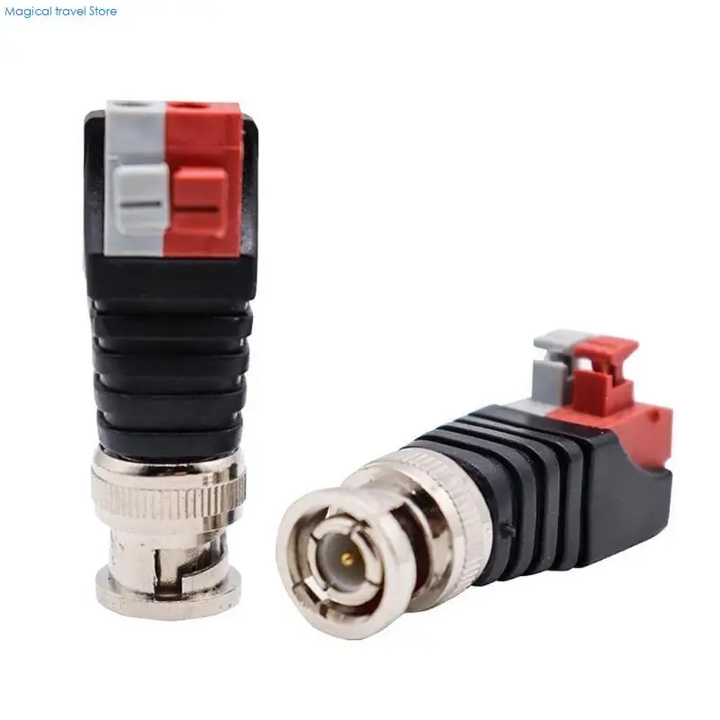 N2UB BNC Video Baluns Adapter BNC Male Connector BNC Male Plug to 2 Pin/Way Terminal
