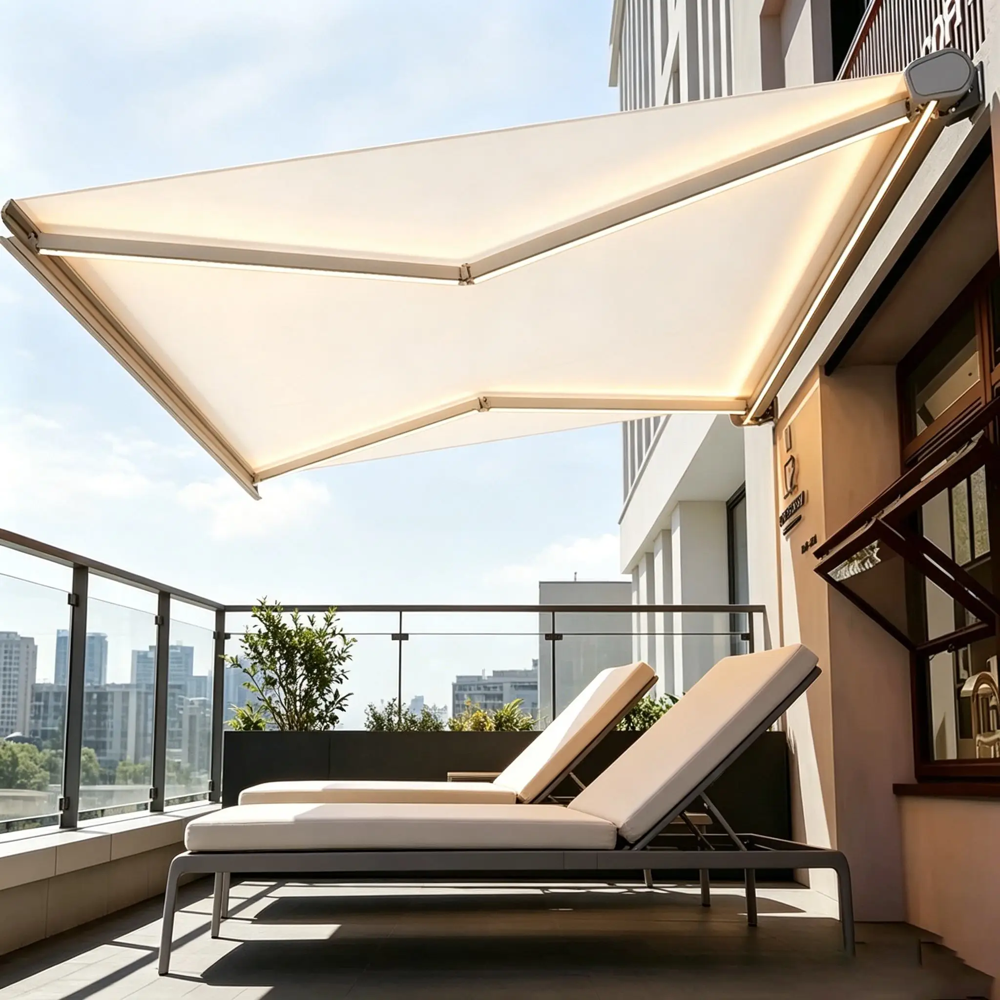 Commercial Grade Outdoor Patio Canopy Wall Mounted Electric Intelligent Sunshade Long Lasting and Durable Full Cassette Awning