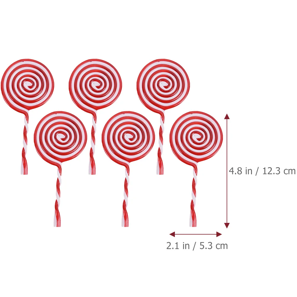 

6 Pcs Christmas Ornaments Red Lollipop Hanging Candy for Home Decoration Decorate Small Plastic Themed Tree Decorations