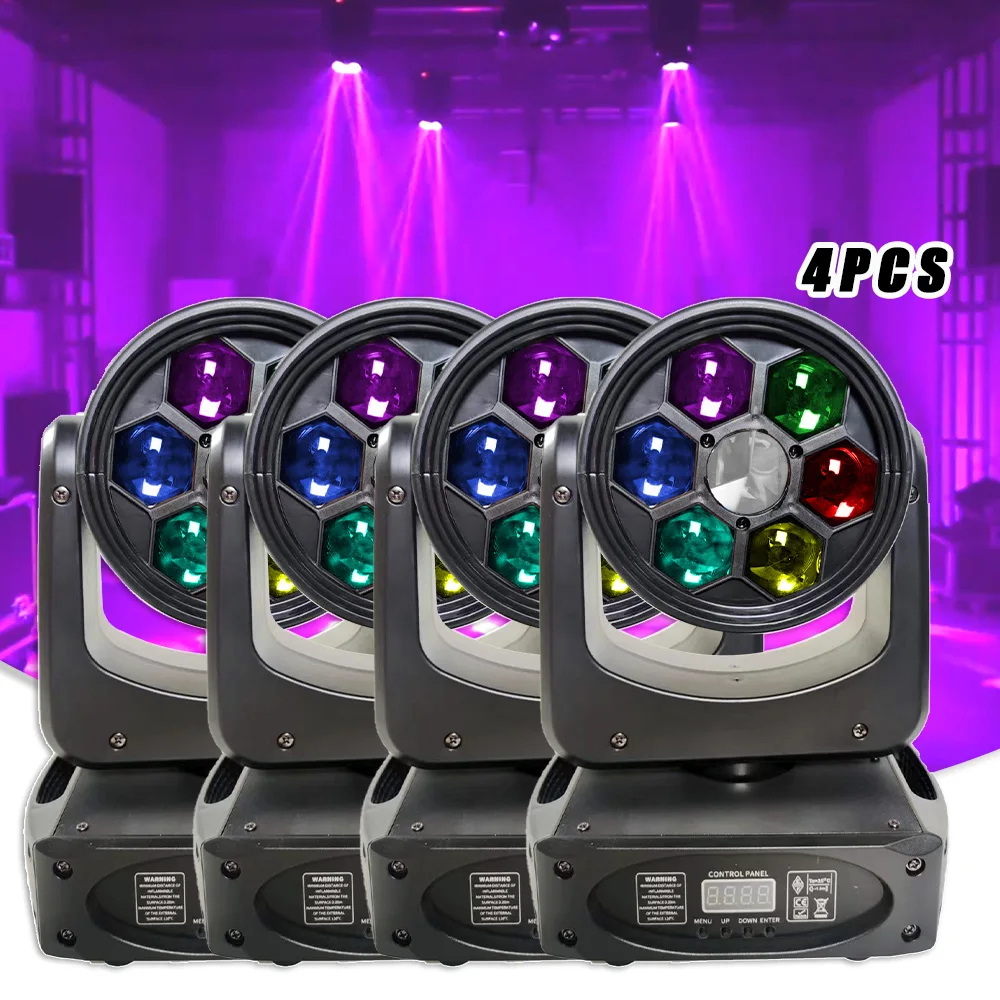 4PCS RGBW 150w Bee Eye Beam Spot Moving Head Stage Lighting Wash Strobe Effect Home Wedding Party Christmas Dj Disco DMX Control