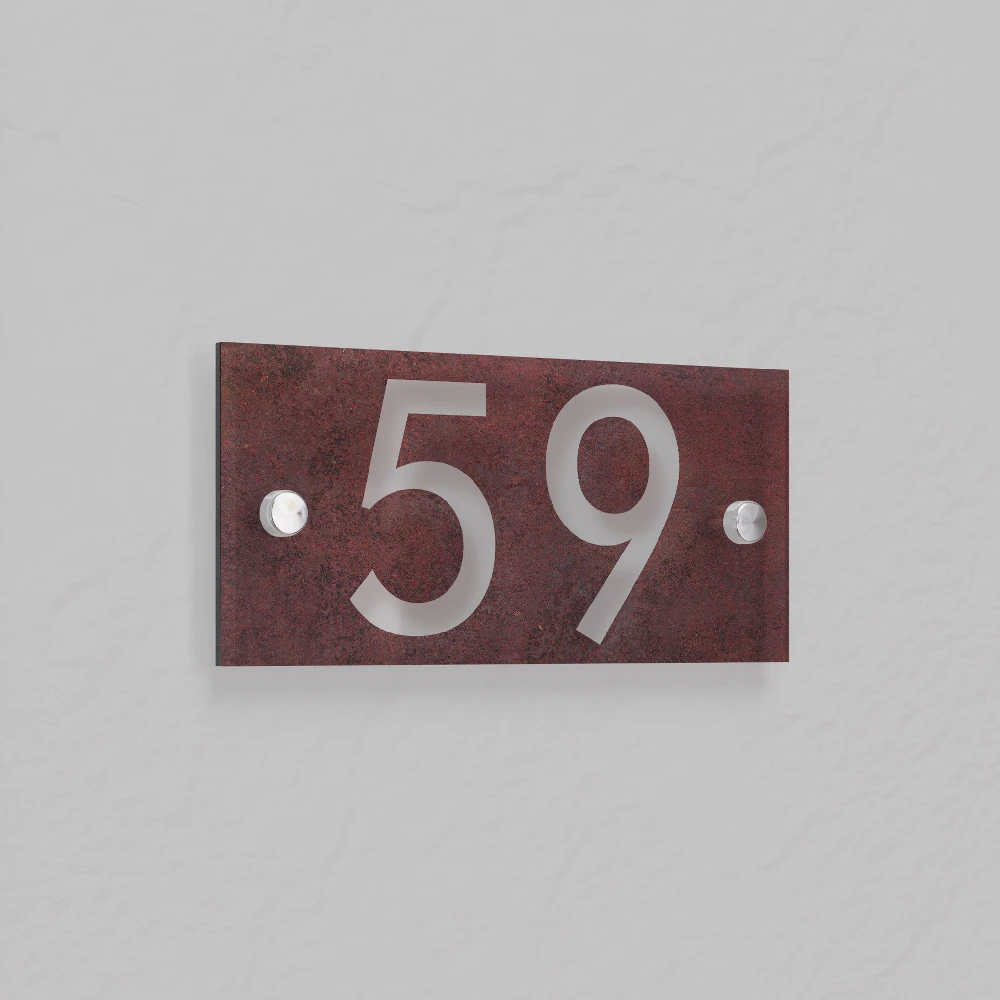 Custom Luxury Acrylic House Number Sign Rustic Outdoor Floating Street Address Plaque With Artistic Rust Effect for Home Decor